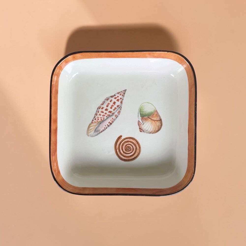 Vintage B.C. Banister Palm Beach Ceramic Seashell Catchall Dish Coastal Tray